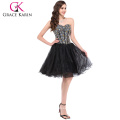 Grace Karin Fashion Pretty Girls Sleeveless Beaded Short Black Puffy Cocktail Dresses CL3520-2